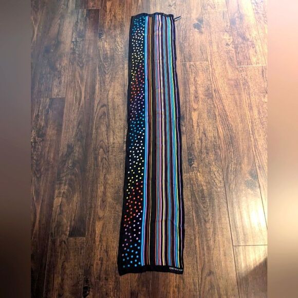 Jones New York 100% Silk Sheer Rainbow Stripe Polka Dot Long Scarf - Picture 7 of 10